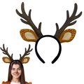 Cute reindeer antler headband with brown plush ears for Christmas cosplay party accessory - Large Antlers 3