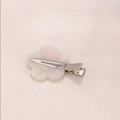 Detailed macro view of an iridescent white flower hair clip with metal alligator grip - Flower 3#