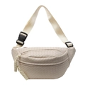 Borsa pettorale beige intrecciata con tracolla regolabile e trama di design curata - Bianco Sporco