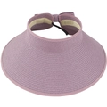 Visiera parasole pieghevole in paglia con tesa larga e fiocco color lavanda - M (56-58cm) / Viola Pelle