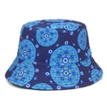 Sombrero de pescador azul oscuro con estampado de ojo turco y mandala de verano - M / Ojo de la cerradura azul oscuro