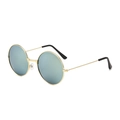 Retro round sunglasses with gold metal frame and silver blue mirrored lenses - Gold Frame Gold Mirrored