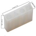 Detailed dimensions of a translucent silicone mold with geometric shapes for DIY jewelry - 50-443-D/Geometric 4-in-1 / White