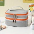 Borsa da toilette da viaggio minimalista in rete grigia con dettagli della cerniera arancioni - Grigio