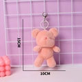 Pink plush teddy bear keychain in 15cm height for women's bag decoration charm - Pink / Silver Keychain