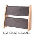 Two-tier wooden jewelry stand with grey velvet panels for necklaces and earrings - Slanted Double Row (Foldable) / Dark Gray