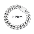 Gepolijste zilveren punk Cubaanse schakelarmband van titanium staal lengte 19 cm - 19cm
