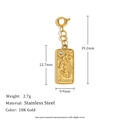 18K gold plated stainless steel rectangle pendant with leopard and STRENGTH engraving - Leopard Pattern STRENGTH Style (N3045)