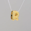 3D bubble letter R pendant in polished gold plating with mirror finish DIY design - Letter R