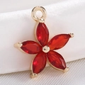 Exquisite rote Zirkonia-Blume Anhänger mit Vergoldung für Vintage-Schmuckherstellung - S116-19 Gold Rote Zirkon 5-Blatt Blume