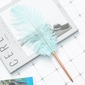 Dreamcatcher feather ballpoint pen in light blue with elegant rose gold metal stem - Rose Gold (Light Blue Feather)