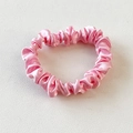Elegant pink silk satin scrunchie hair tie with high elastic band for women - Pink