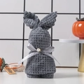 Cute grey bunny-shaped microfiber gift towel with 'Just for you' ribbon and pearl - Grey Rabbit