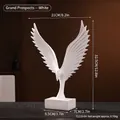 Modern white eagle wing sculpture minimalist resin ornament height 32.5cm for home office - 7121S-04 White Eagle-Large