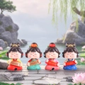 Set of four cute Tang Dynasty girl figurines in colorful Hanfu for home decor - Bobblehead Series (1056-12) / Set of 4