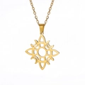 Élégant collier en acier inoxydable doré avec pendentif nœud celtique géométrique ajouré - Or Quatre Lunes