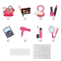 Set decorazione festa di compleanno a tema trucco con topper per torte di cosmetici - Topper per Torte Tema Trucco 16 pezzi/confezione