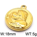Colgante medalla dorada vintage 18mm con relieve de madre e hijo grabado - Amor Materno Dorado 18mm (KLJ5959-Z)