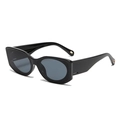 Retro square sunglasses with glossy black frames and dark grey polarized lenses - Black Frame Black Grey Lens