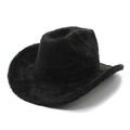 Sombrero de vaquero negro de piel de conejo sintética con ala ancha y textura suave y esponjosa - M (56-58cm) / Negro