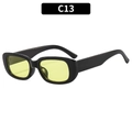 Retro rectangle sunglasses with matte black frames and yellow transparent lenses - Black Frame Green Lens