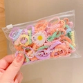 Kids high elasticity hair bands set in assorted macaron colors in clear pouch - 50 PCS Set / Cream