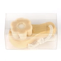 Manual wooden face brush with flower-shaped soft bristles in transparent retail box - PVC Box / Flower Style / Off White