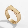 Minimalist gold rectangle flat surface ring with modern polished metal finish - US 9 / Gold