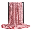Elegant satin silk scarf with letter D monogram print in red and cream white 90x90cm - 90x90cm / 11# Wine Red D (Monogram)
