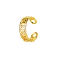 Minimalist gold C-shaped cuff earring with classic Cuban link chain pattern design - 04 Water Wave Chain (WG0-0390)