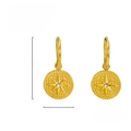 18K gold plated stainless steel hoop earrings with star engraved turquoise pendant - Starburst Inlaid Rhinestone Style (482)
