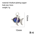 Ciondolo a forma di pesce blu e viola in rame rodiato con zirconi per la creazione di gioielli - Pesce Argento B-6 (Viola)