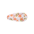 Floral print teardrop snap hair clip with orange flowers on white fabric base - Orange Small Floral (41)