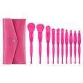 Pink 10-piece makeup brush set with matching pouch, high-quality synthetic bristles - 10Pcs with PU Bag / Rose Pink