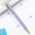 Purple mermaid scale retractable ballpoint pen with elegant rose gold metal trim - Water Drop Purple (Rose Gold Trim)