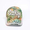 Detailed view of colorful printed baseball cap with rhinestone and pearl Baby letters - Adjustable / Green BABY