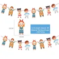 Cartoon boy and girl animal party banner set with 3m red string for kids birthdays - Cartoon Character (LU-8)