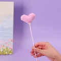 Handmade pink crocheted heart-shaped decorative wand with soft yarn texture - Heart Pink