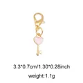 Pink enamel heart and gold key pendant charm with lobster clasp for shoes and bags - Style 38 Heart Key