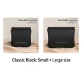 Black pebbled leather pouch set in small and large sizes with gold snap closure - Small + Large / Classic Black