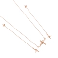 Conjunto de pendientes largos de rayo y latido de corazón en acero inoxidable rosa - Juego de Collar + Pendientes / Oro Rosa (KS142079-KLX)