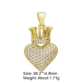 Detailed view of heart crown charm with size 26.2*14.8mm and weight 1.71g specs - Pendant 5: Crown Heart (Gold)