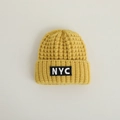 Cozy yellow knit baby beanie with honeycomb texture and NYC embroidered patch - 44-48cm(8M-2Y) / Yellow NYC Knit