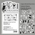 Minimalist black and white fashion figure stickers pack containing 30 unique artistic designs - XCC044 Minimalist Characters - 30 Sheets/Pack