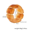Chunky amber resin elastic bracelet with golden stainless steel accents 6cm diameter - 60mm / Brown (E679)