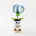 Handmade crochet white flower pot doll with blue flower and motivational card - Carnation Potted Blue Gradient (No Base)