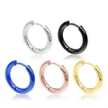 Set di orecchini a cerchio in acciaio inossidabile argento, nero, blu, oro e rosa - Tondo Liscio 2.5*10 / Nero