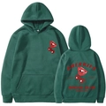 Felpa con cappuccio verde scuro Cherry Social Club con stampa 2D ciliegia rossa fronte - Taglia S / Verde Scuro 311