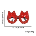 Detailed size specifications for 2026 red glitter Christmas glasses props with measurements - Red Bowknot Style