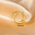 Polished 10mm golden stainless steel huggie hoop earring on champagne satin fabric - 1PC / 10mm / Gold